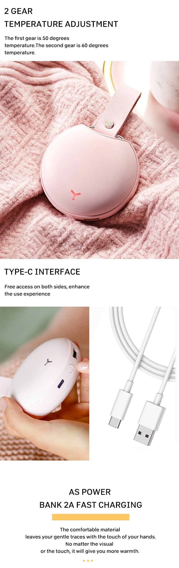 Rechargeable hand warmer portable